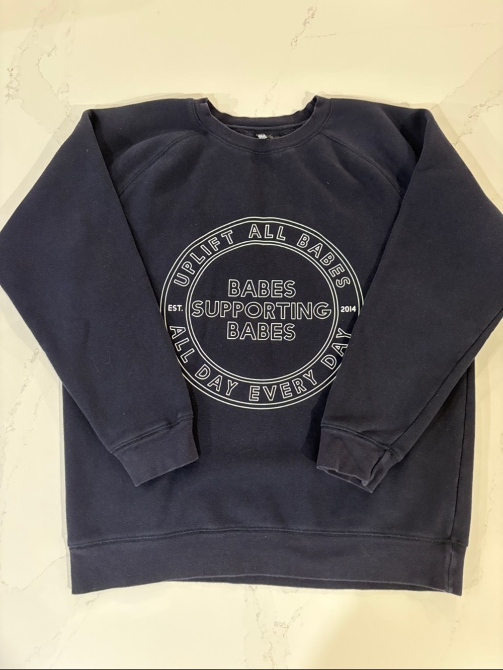 Brunette The Label Navy Crewneck Sweatshirt Babes supporting Babes SZ XS/S
